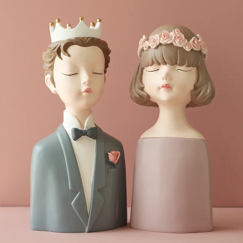 

Nordic ins resin couple sculpture living room TV cabinet living room home decoration desktop accessories figurines wedding gifts