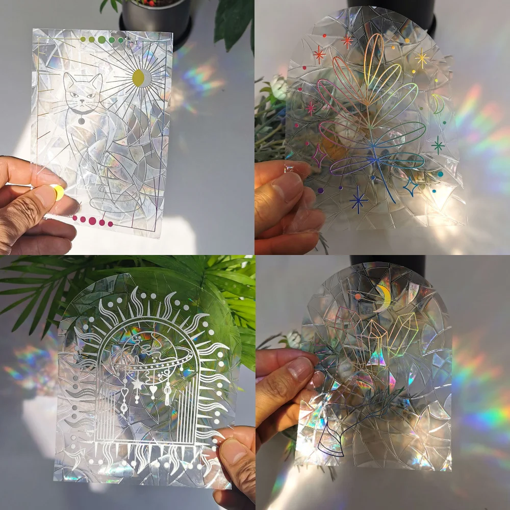 3D Rainbow Sun Catcher Wall Stickers Light Catcher PVC Window Film Self Adhesive Decal Motorcycle Sticker PVC Film Home Decor
