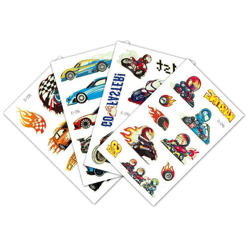 Glow In The Dark Stickers for Boys Luminous Tattoo Stickers Waterproof Cool Racing Motorcycle Tattoo Kids Face Arm Fake Tatoo