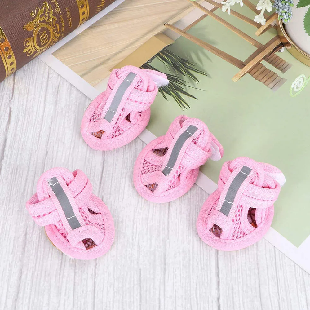 Title 3, 4pcs Small Size Dogs Mesh Sandals Breathable Su...