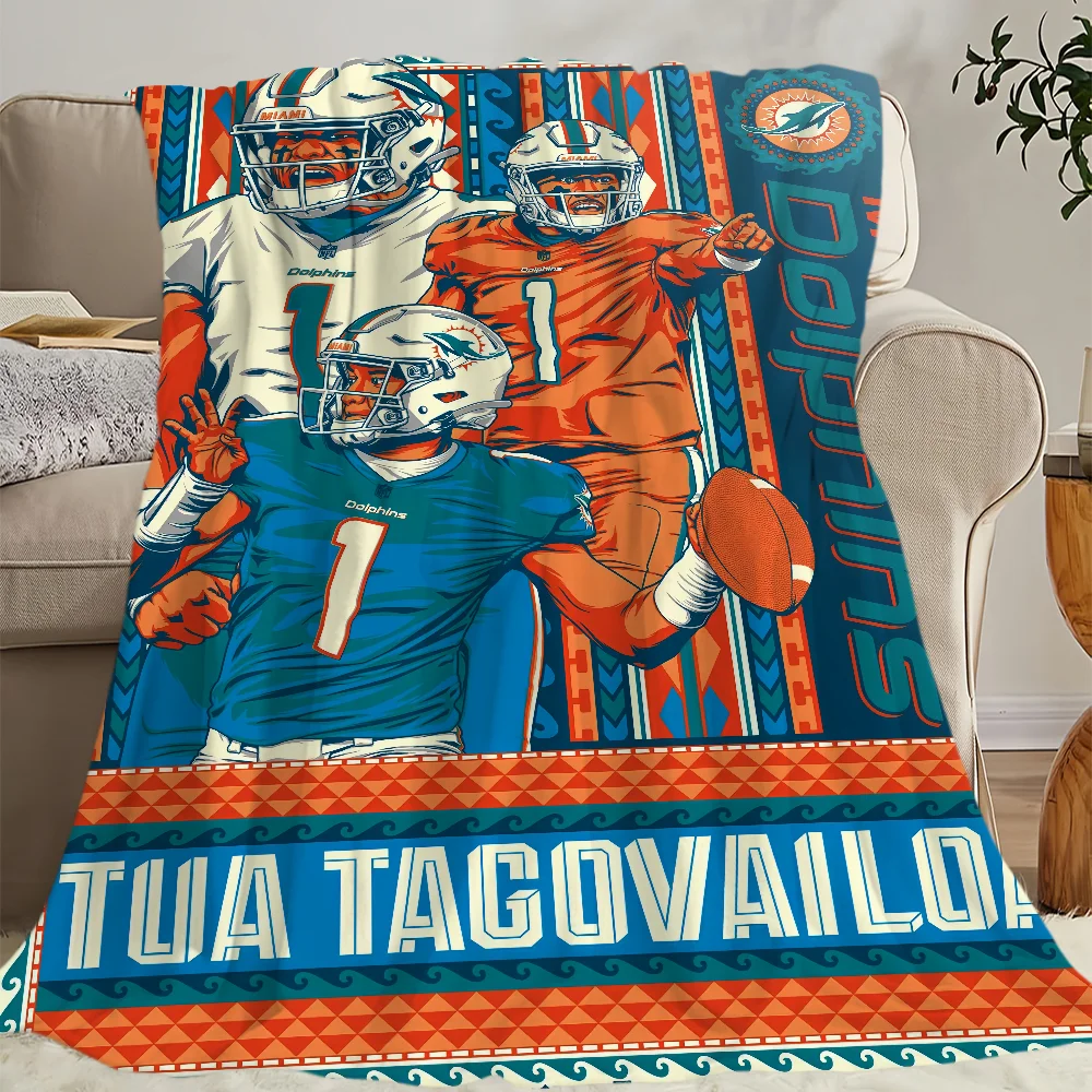 Fashion design M-Miami D-Dolphins comfort warm soft plush blanket for sofa living room office bedroom travel Flannel gift 6