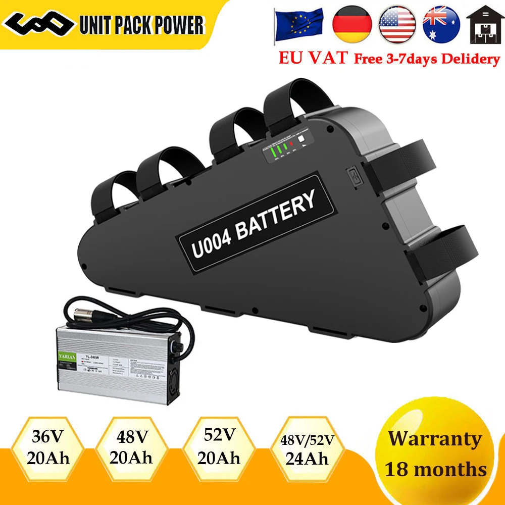 Ebike bateria trójkąt 48V 52V 20Ah 24Ah E rower Escooter Batery 18650 ...