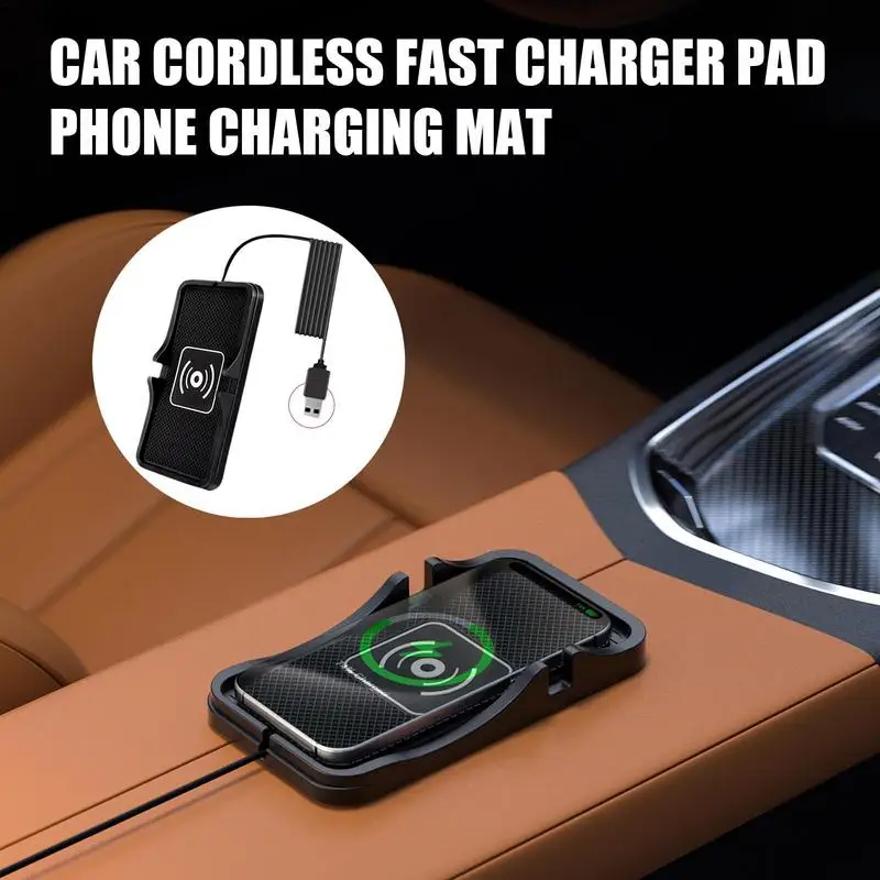 Fast Wireless Phone Charger For Car Cordless Fast Charging Pad For Auto Cordless Phone Charger Non-Slip Cell Pad