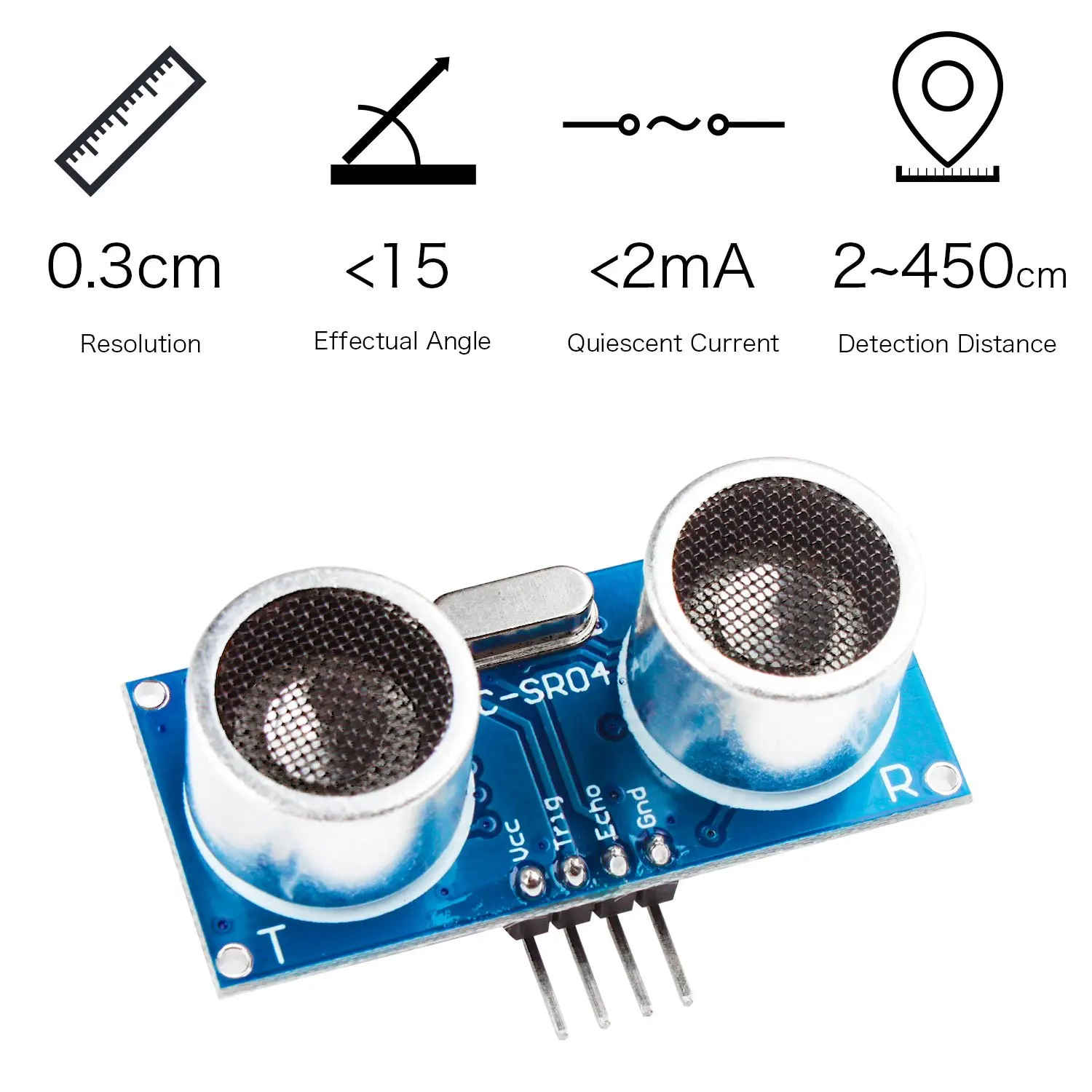 Sensor Ultrasónico HC-SR04 - Para Medir Distancias, Compatible Con Arduino Y Proyectos Electrónicos