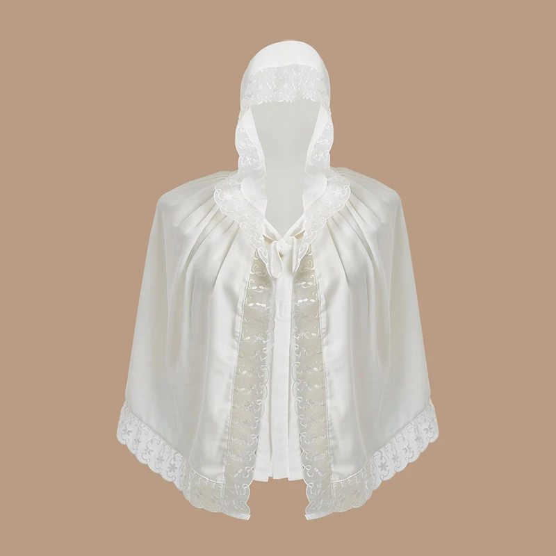 

Female White Fake Collars Shoulder Wraps Shawl False Collar Shirt Detachable Collars Neckwear Bow Tie Woman Small Shawl Cape