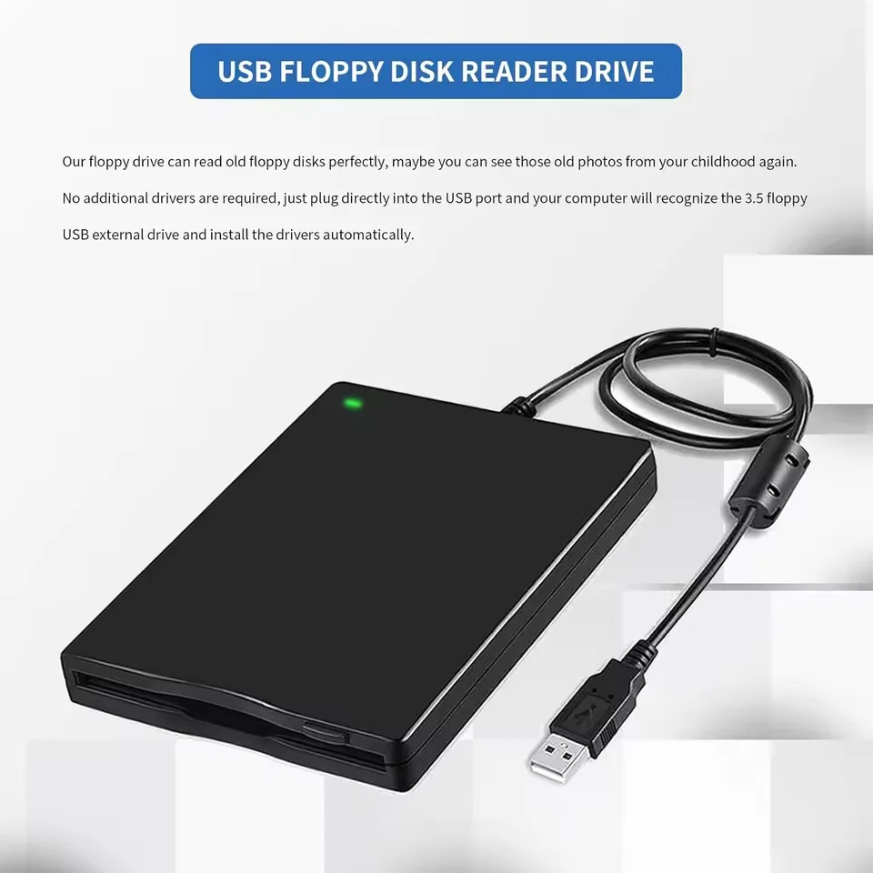 Compact 3.5-Inch External USB Floppy Disk Drive Reader