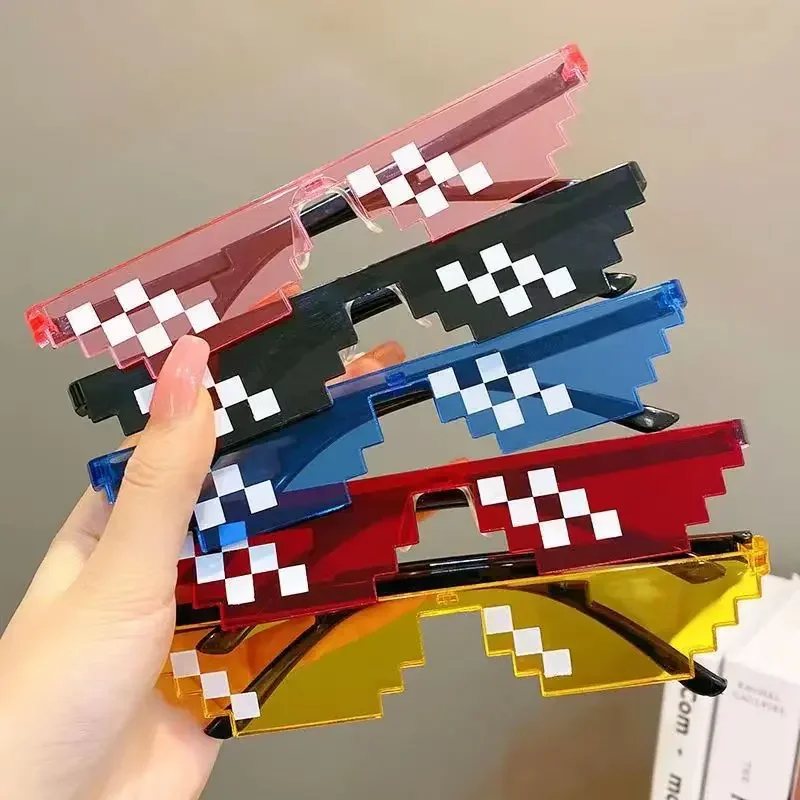 1PC Black mosaic sunglasses anime mischievous dark glasses mosaic pixel glasses disco funny toys