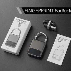 Enhanced Title: Waterproof Smart Keyless Fingerprint Padlock - Anti - Theft USB Rechargeable Security Lock for Bikes, Gyms, and Luggage (Silver)