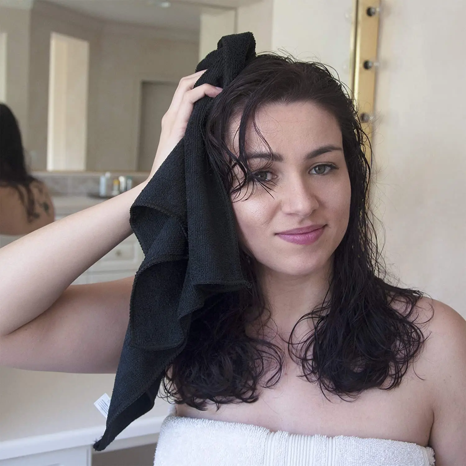 Black Microfiber Bleach Proof Beauty Hair Salon Hairdresser Spa Bath Hair  Drying Towel 5 Pcs - AliExpress