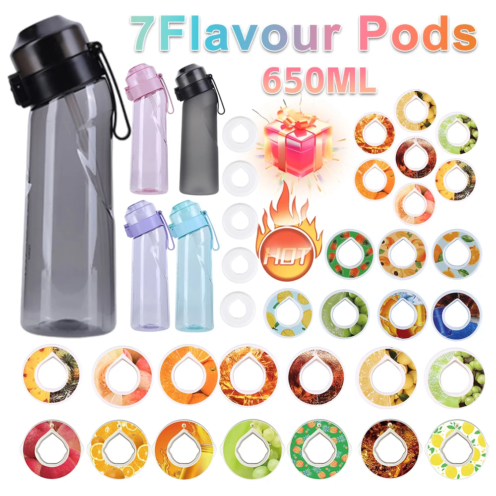 650ML Air Up Flavored Water Bottle with 7 Flavour Pods Gym Fitness Bottle  Portable Flavored Air Water Up with Straw for Travel - AliExpress