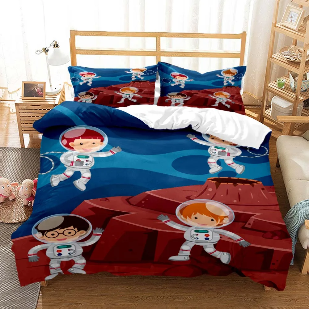 

Cartoon Astronaut Digital Print Polyester Bedding Sets Child Kids Covers Boys Bed Linen Set for Teens bedding set