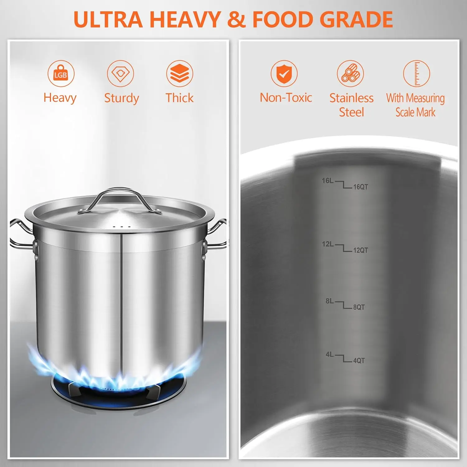 Stainless Steel 20 Quart Stock Pot  Large Cooking Pots Stainless Steel - Large  Stock - Aliexpress