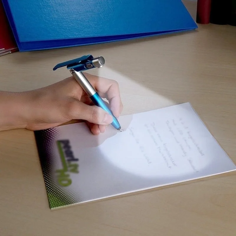 Ballpoint Pen with LED Light Multifunction Folding Stand for Phone Holder Night Reading Stationery Pen for Office School Student multifunction pen