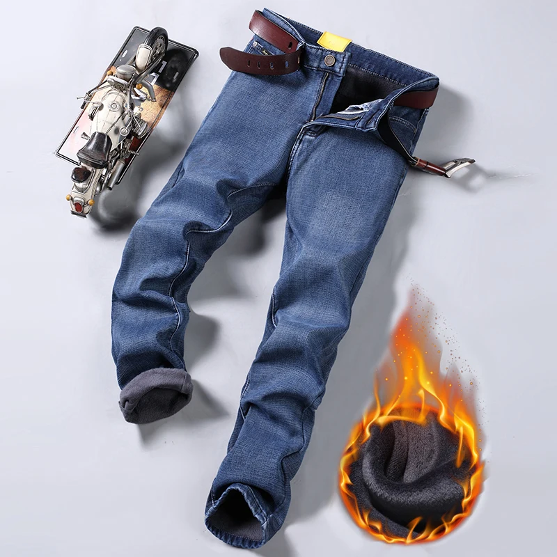 Winter Thermal Warm Flannel Stretch Jeans Mens Winter Quality