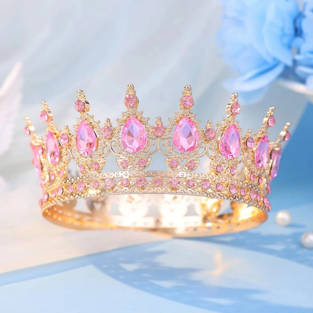 세련된 원형 티아라와 왕관, 신부, 여성, 여왕, 공주님들을 위한 머리띠, 소녀들의 웨딩 헤어 액세서리로 적합합니다.