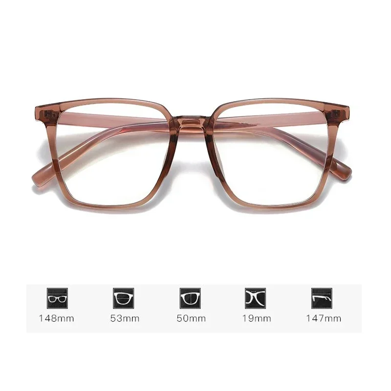 Luxury Women's Square Myopia Glasses High Definition Minus Eyeglasses Diopter Unisex Anti-blue Light Prescription Near Sight 6