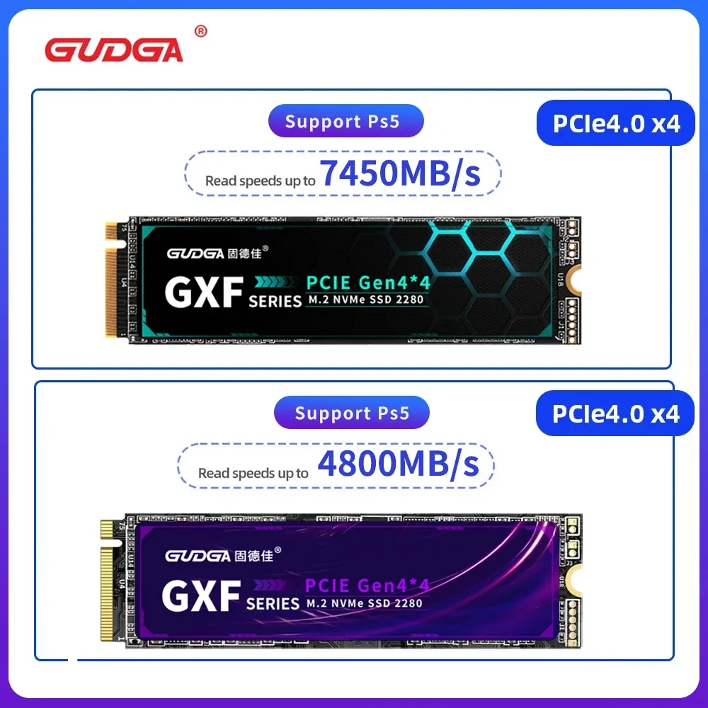 Gudga M.2 Ssd Pcie Nvme 512 Gb 1 Tb 2 Tb 4 Tb Gen4 * 4 Unità A Stato Solido 2280 7450 Mb/S Disco Rigido Interno Hdd Per Ps5 Desktop Pc Laptop Disco Ri