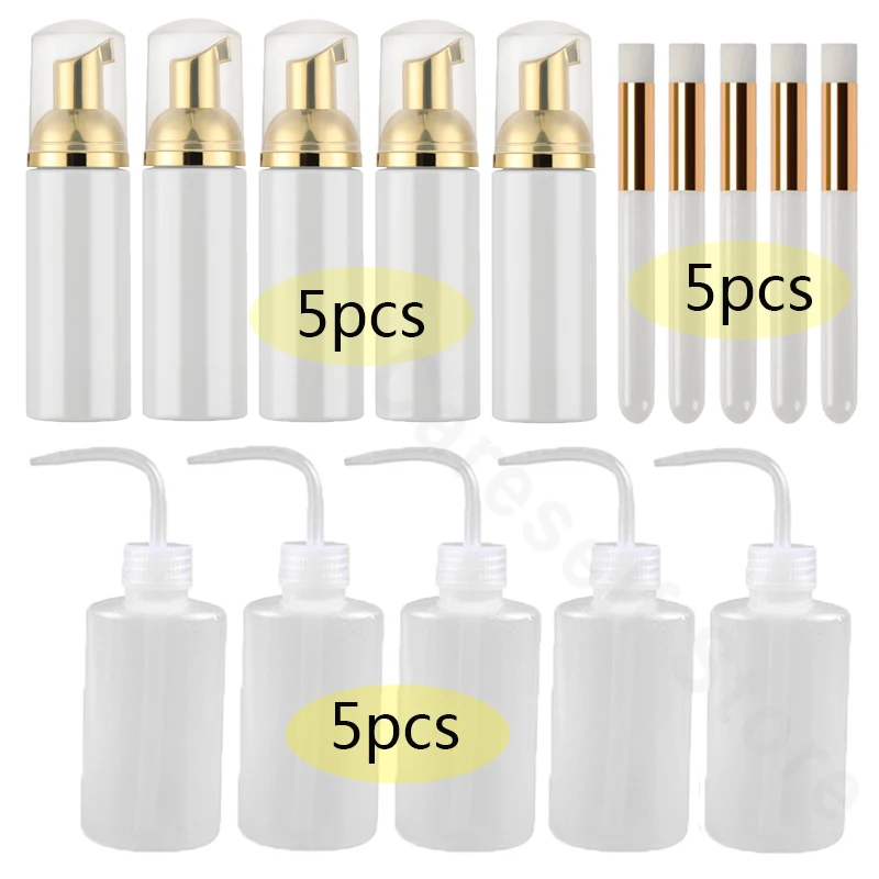 white Grafting Eyelash Cleaning Kit 60ML Liquid Foam Empty Pump Bottle Eyelash Cleaning Brush 250ML Rinse Bottle Skin Care Tools