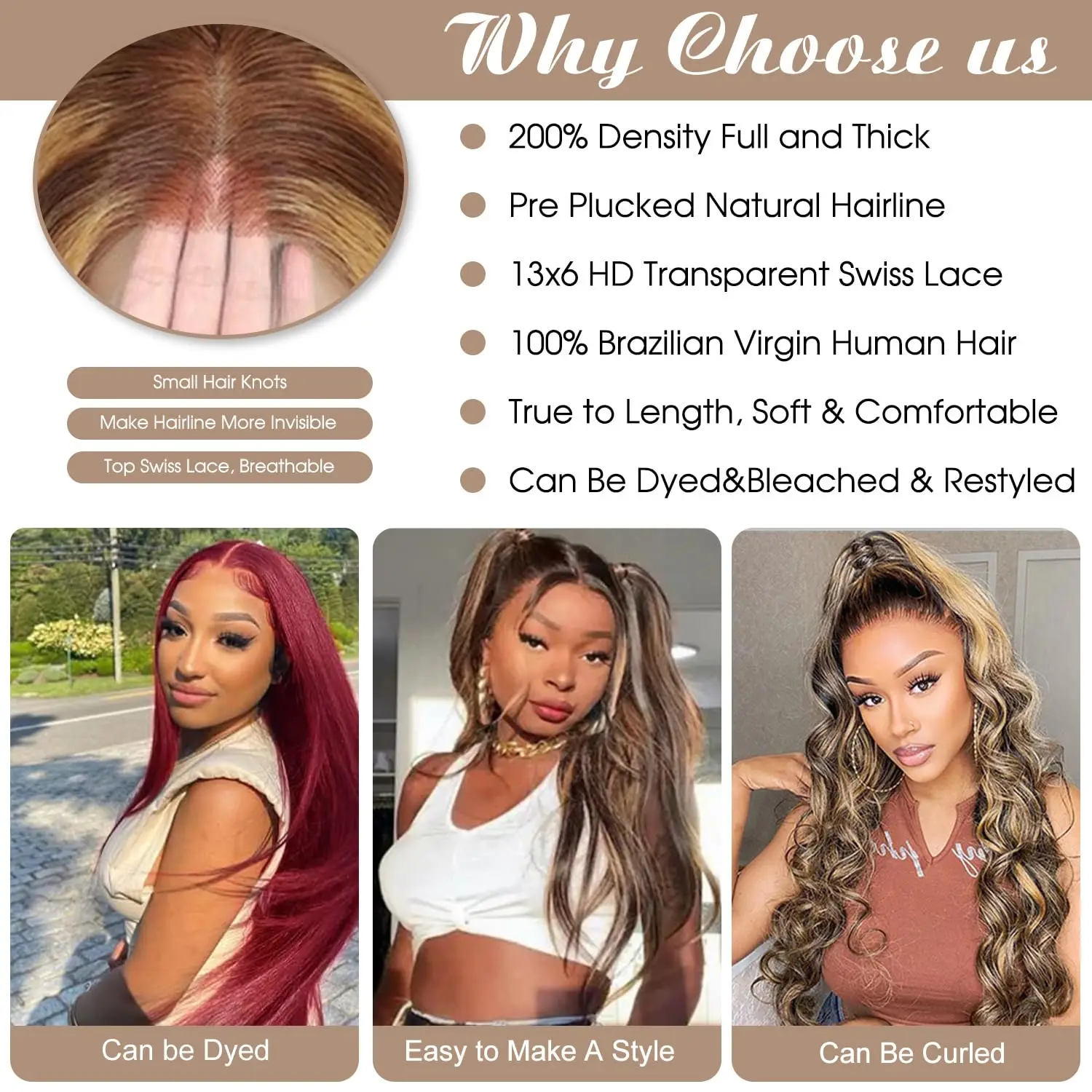 28 Inch Highlight Ombre Lace Front Wig Human Hair 13x6 HD Transparent Straight Lace Front Wigs 200%Density 4/27 Honey Blonde Wig