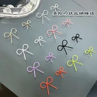20PCS Versatile Simple Colorful Thin Bowknot Hand-twisted Iron Wire Bow Alloy Nail Art Rhinestones Decorations Manicure Charms 2