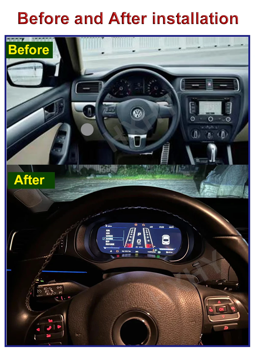 Car LCD Digital Cluster Virtual Cockpit SpeedMeter Dash For Volkswagen VW Jetta