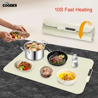 Plaque chauffante électrique, tapis chauffant pour aliments, Table à manger en Silicone, chauffage rapide des aliments, plateau chauffant pour café, plaque chauffante pliable pour aliments 1