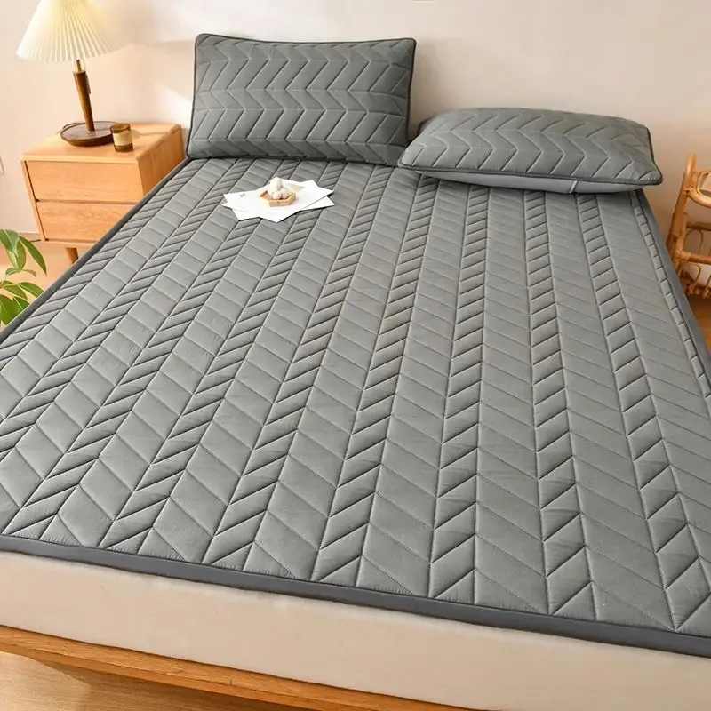 Solid Color Quilted Embossed Mattress Pad Protector Skin-Friendly Durable Fitted Sheet Bed Cover Queen King Mattress Protector