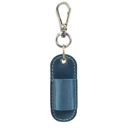 Compact Travel - Friendly Pen Holder with Keychain Attachment and Mini Pencil Case (Blue)