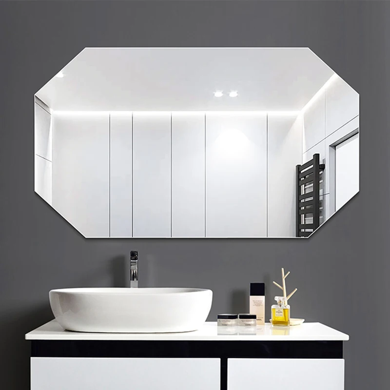 

Safety Glass Bathroom Mirror Wall Mounted Irregular Design Shaving Bathroom Mirror Modern Unbreakable Espejo Home Improvement