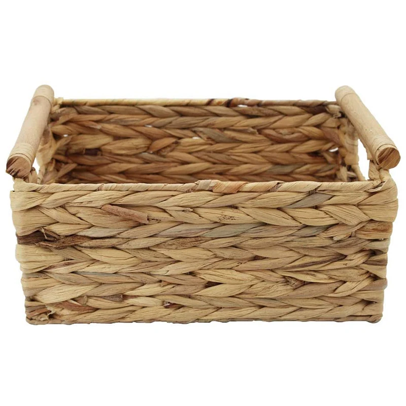 

HOT SALE Storage Basket Made By Water Hyacinth With Wood Handles, Arts And Crafts. (Middle)