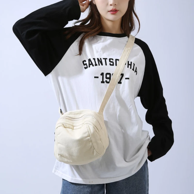 Mini Shoulder Bag Casual Small Bags for Women Crossbody Retro Zipper Student Harajuku Simple Solid Color All-match Square Bag