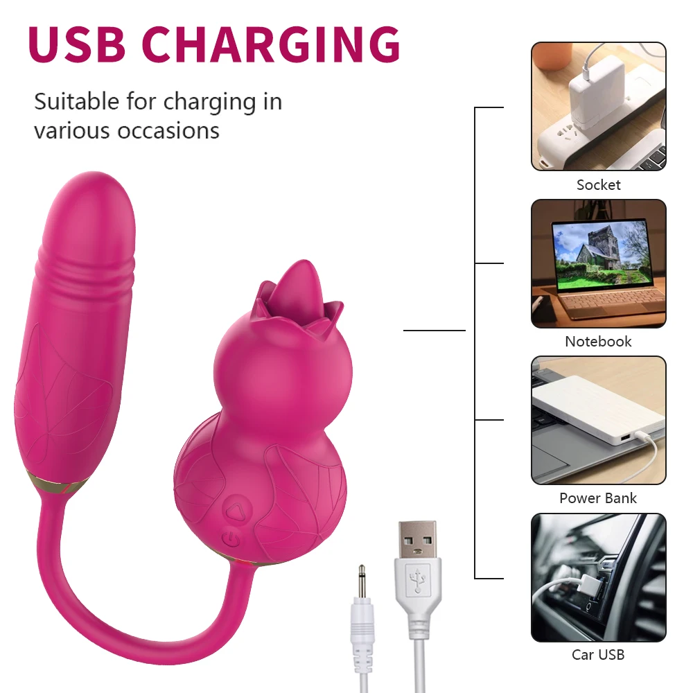 Thrusting Tongue Licking Dildo Vibrator 2 In 1 Vibrating Egg Clit_voghion.com