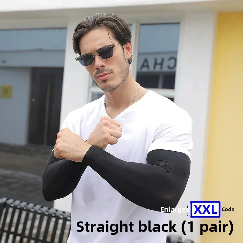 Loose Fit Ice Silk Fishing Sleeve Covers Men's Summer Sun Protection Arm Guards Customizable Large Size Fishing Gloves