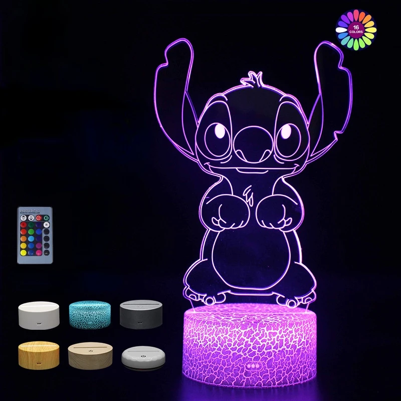 Disney's Lilo & Stitch Night Light Stitch 3D LED Light Visual  Three-dimensional Atmosphere Light Lamp Children Toys Kids Gifts -  AliExpress