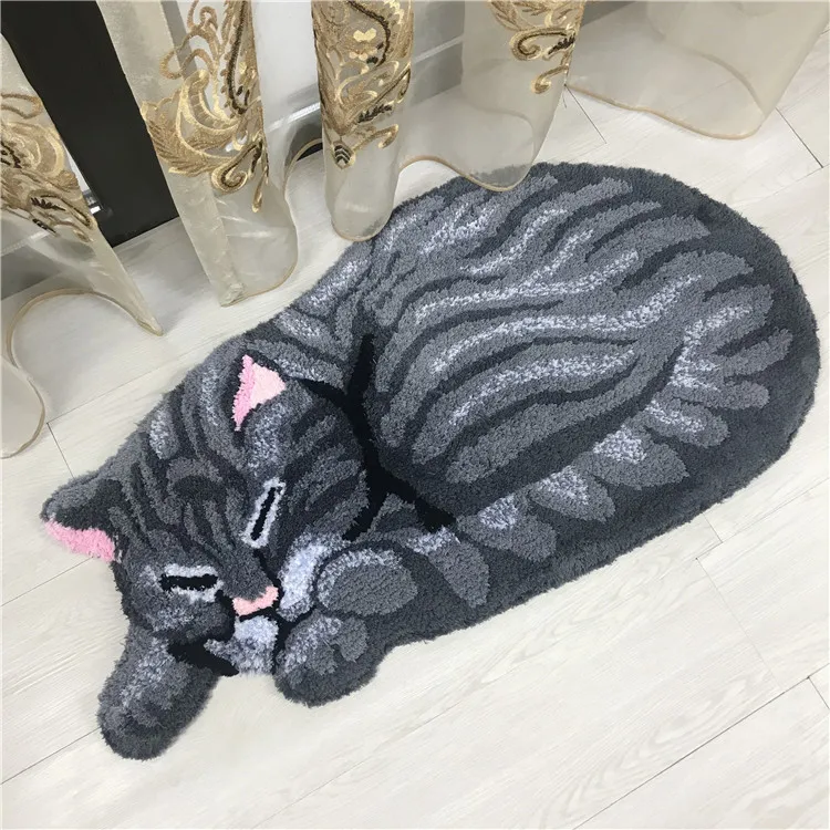 Creative Cat Floor Mat Carpet Handmade Tufted Rug Comfortable Soft Plush Bedroom Rugs Living Room Decoration Non-slip Floormat 3