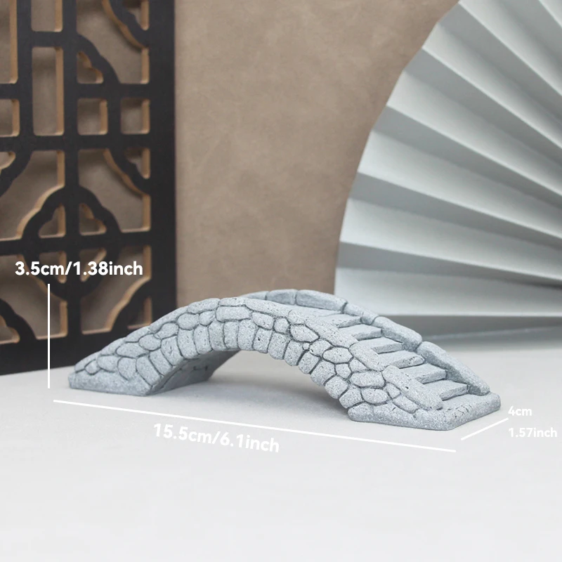 Miniature Sandstone Bridge Figurine for Decorative Landscaping and Fairy Gardens