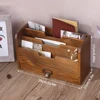 1PC Retro Wooden Desktop Drawer Style Storage Box Office Supplies Document Organizer Wood Box for Desktop Clutter Control 6