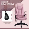 Homcom 6 Point Vibrating Massage Office Chair with Heat with Reclining Backrest, Padded Armrests and Remote, Pink 4