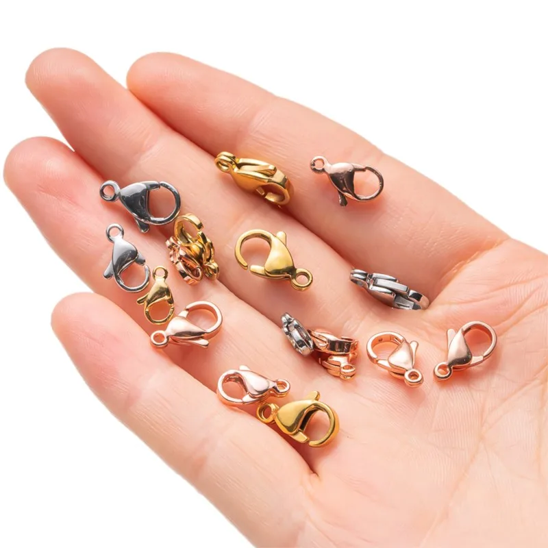 20/100pcs 9 10 11 12 13 mm Stainless Steel Lobster Clasp Hook for DIY Necklace Bracelet Chain Jewelry Making Findings Accessory 6