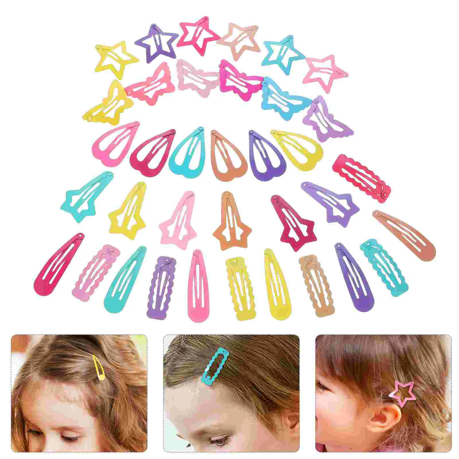 

36 Pcs Barrettes Baby Girl Hair Accessories Heart Clips Star for Girls Snap
