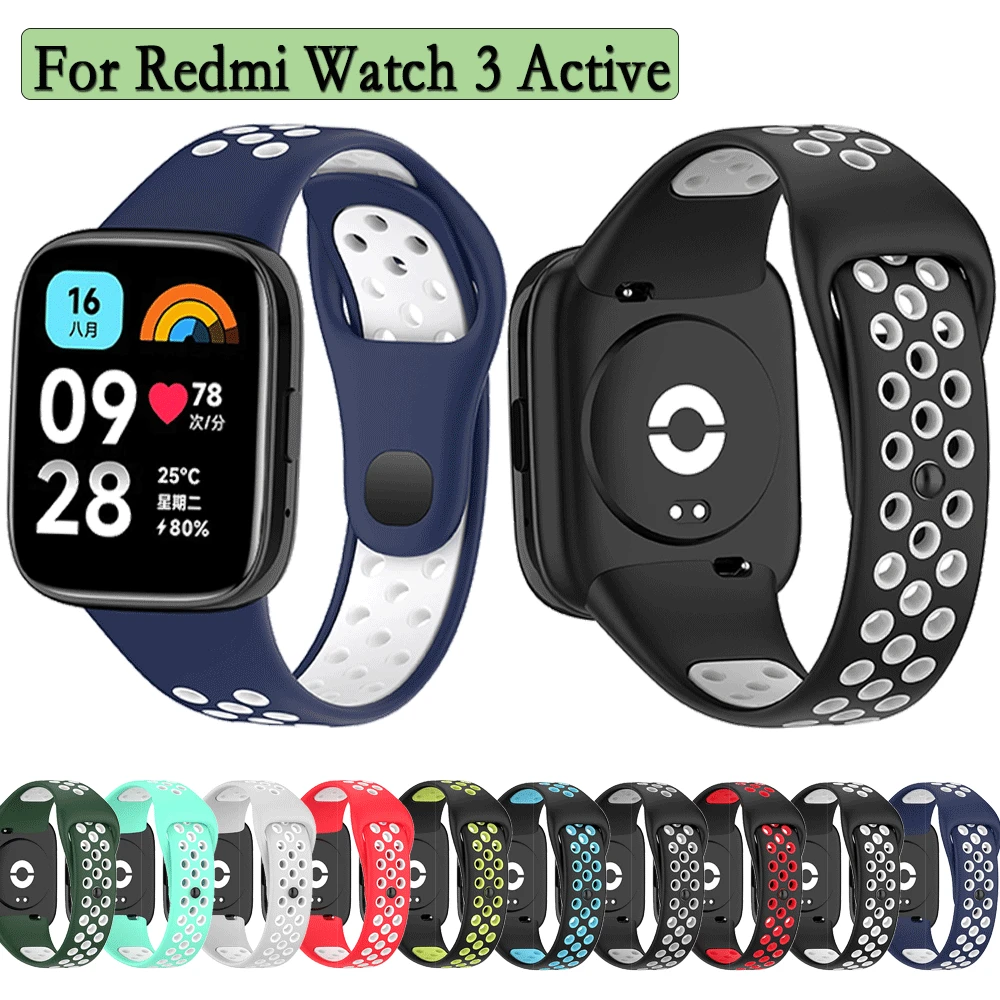 Correa para Redmi Watch 3, banda deportiva de silicona suave activa, banda  de goma para reloj, pulsera de doble Color - AliExpress