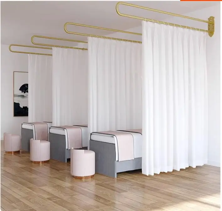 Iron art U-shaped beauty salon physiotherapy bed Beauty bed health center partition curtain curtain support fram