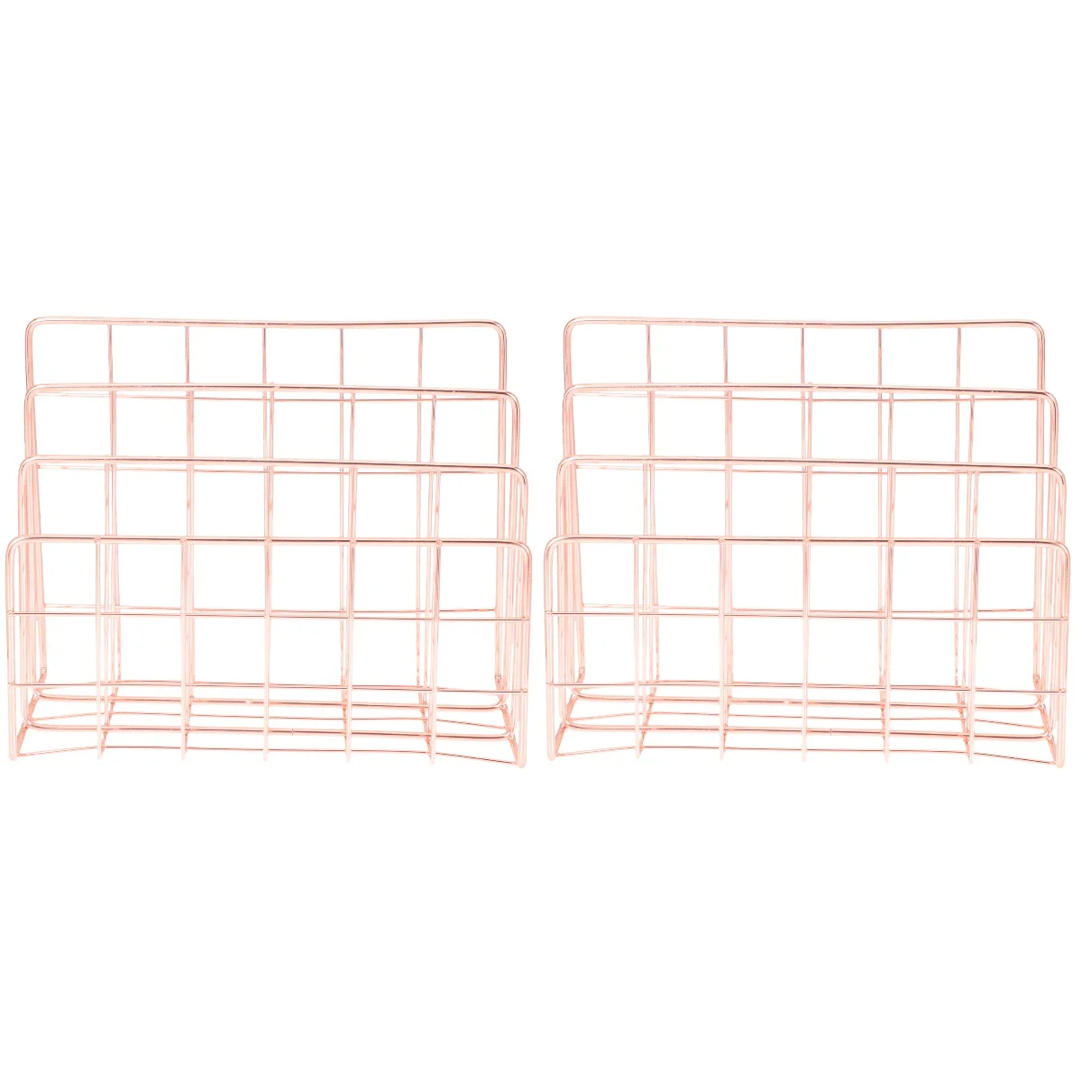 

2 PCS Mail Storage Rack Table Top Bookshelf Metal Magazine Organizer Wrought Iron File Container Sorter