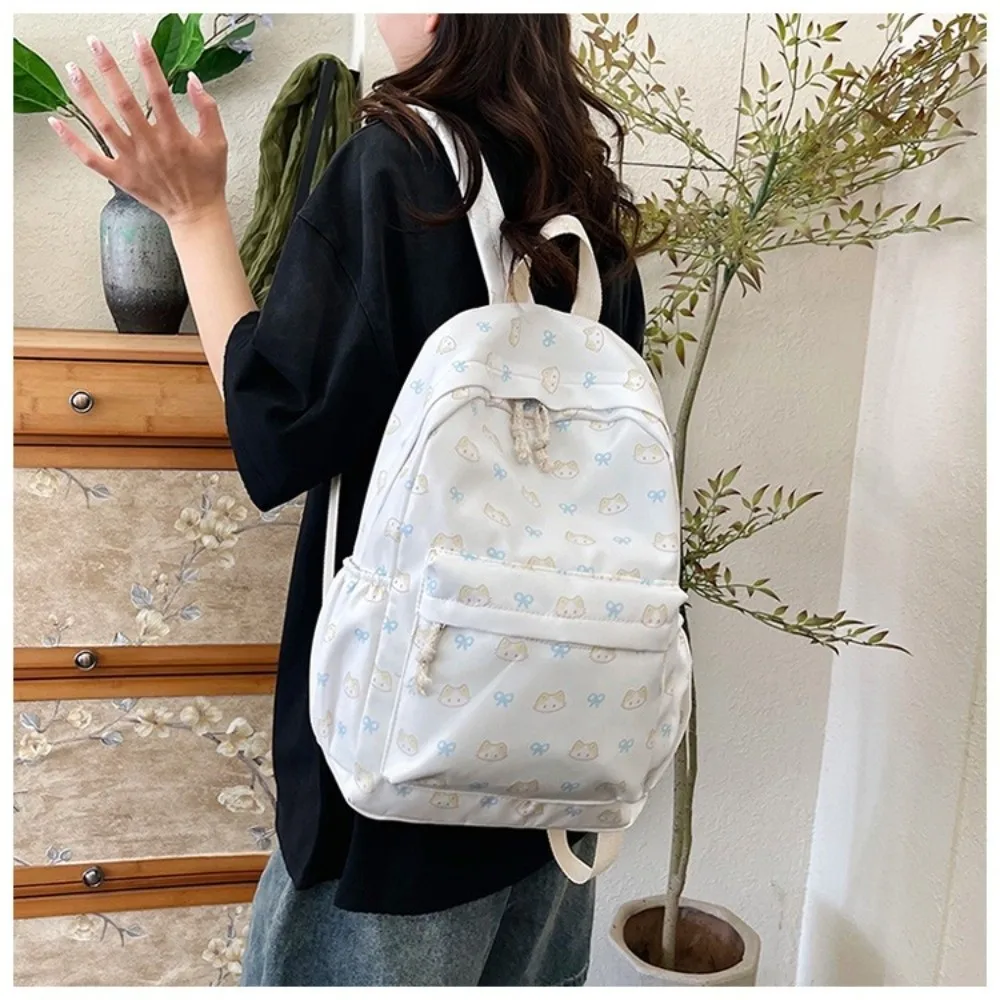 Durable Cartoon Cat Printed Student Schoolbag Lightweight Waterproof School Bags Large Capacity Multi-compartment Backpack 3