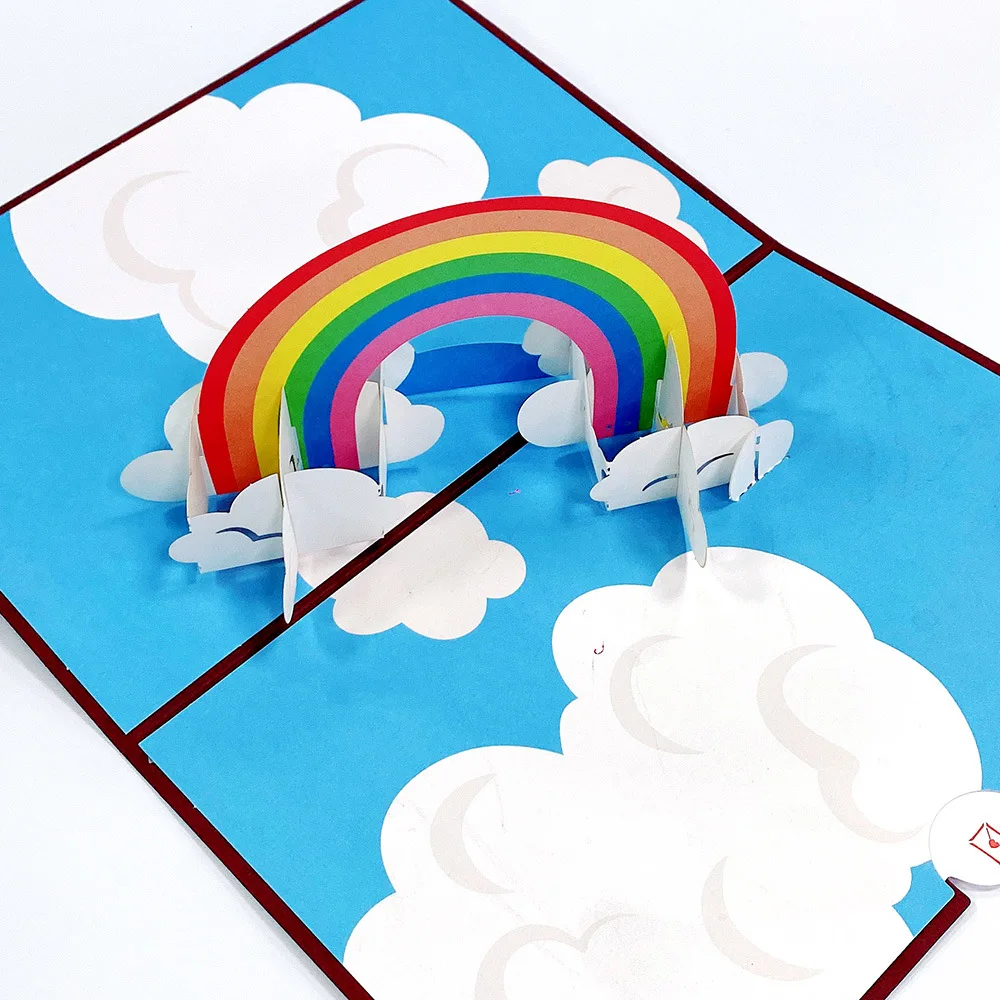 Greeting Cards 1 Pc Space Unicorn Rainbow Bridge Ocean Rocket Funny Birthday Card 3D Greeting Pop Up Birthday Card with Message Note & Envelop