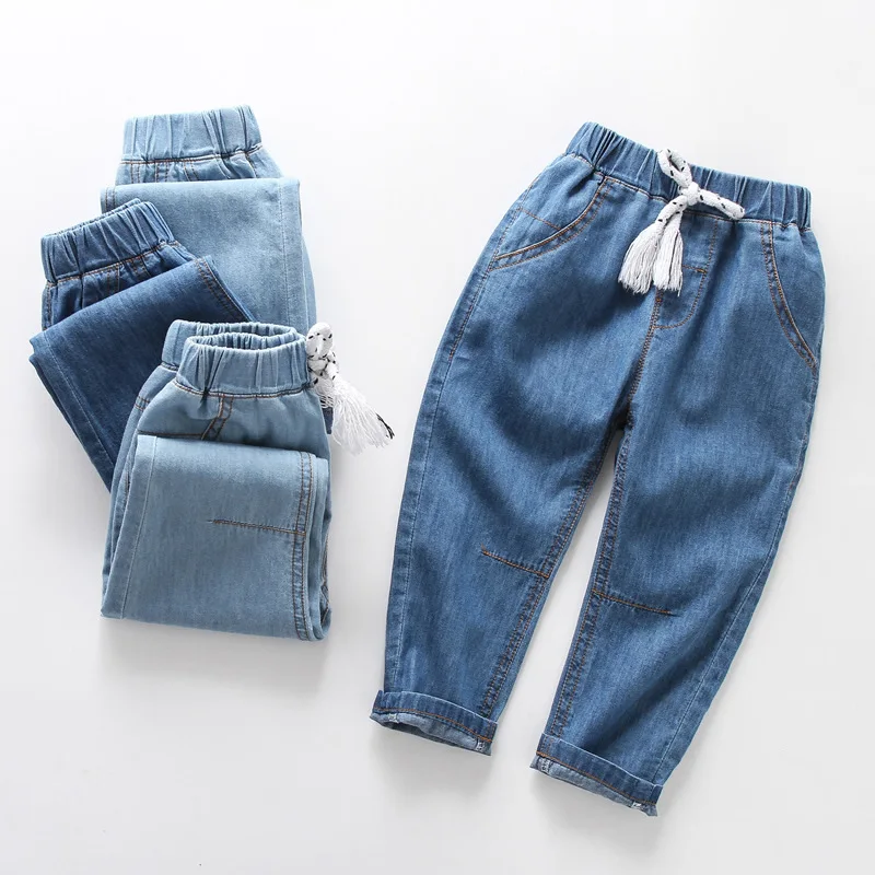 

Boys' Summer Thin Denim Anti-mosquito Pants 2024 Soft Material Loose Leggings Breathable Jeans Trousers