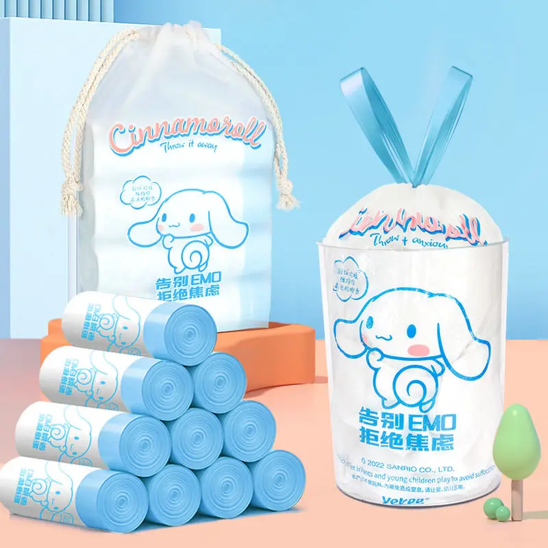 

Sanrio Cinnamoroll Kuromi Extraction Rope Garbage Bag Household Thickened Portable Large Plastic Bag 100 Pcs
