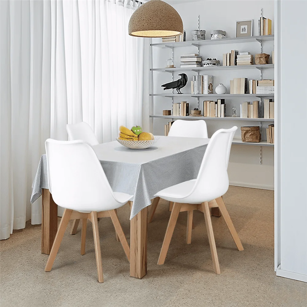 

Современные мягкие обеденные стулья с деревянными ножками для столовой домашняя мебель набор из 4 белых кухонных обеденных стульев