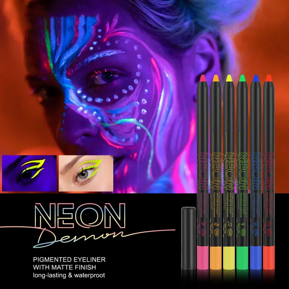 Fluorescent Eyeliner 6 Colors UV Waterproof and Sweat Resistant Eyeliner Gel Makeup Eyeshadow Stick Face Painting Pen Cosmetics Eyeliner pencils liquid eyeliner eyeliner pen eyeliner stamps powder eyeliner