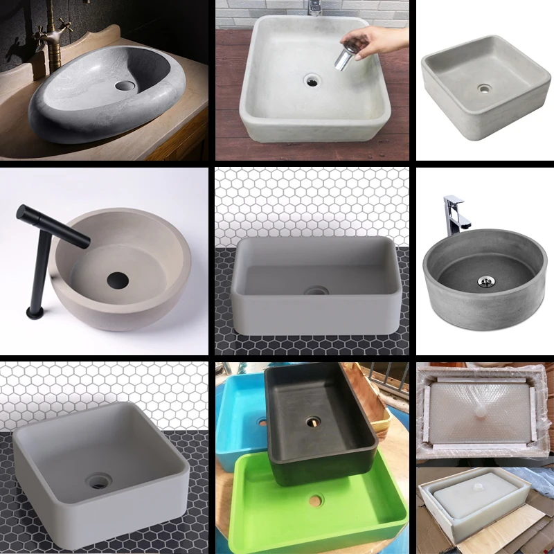 Rectangle Concrete Sink Silicone Mold diy Molds for Cement Round sink